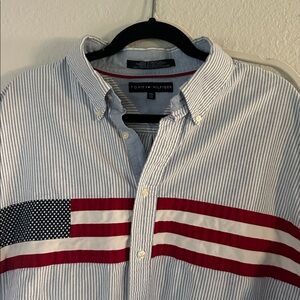 Tommy Hilfiger Blue and Red Flag Shirt